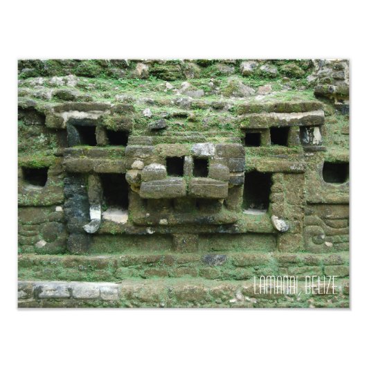 Impression Photo Belize Lamanai Maya Ruines Jaguar Masque Voyage (Devant)