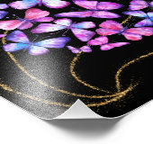 Impression Photo Belle Aquarelle Papillons avec Boule d'Or (Coin)