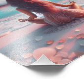 Impression Photo Belle femme méditant sur la plage vierge (Coin)