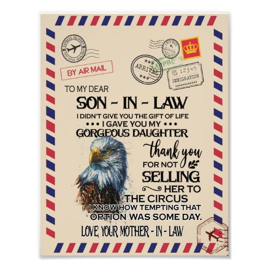 Impression Photo Belle-Fils | À Mon Cher Belle-Fils De Mère (Devant)