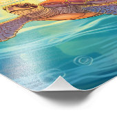 Impression Photo Belle tortue de mer et Plantes marins (Coin)