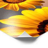 Impression Photo Belles fleurs jaunes sur gris, rayures marron (Coin)