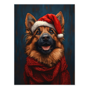Impression Photo Berger allemand avec un chapeau de Père Noël