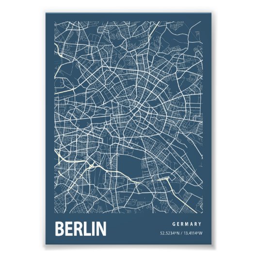 Impression Photo Berlin - Allemagne Plan de ville Blueprint (Devant)