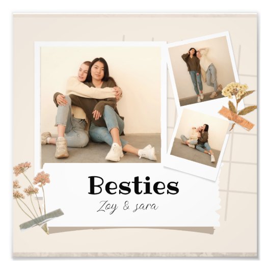 Impression Photo BESTIES, Collage de photos et noms | BFF (Devant)