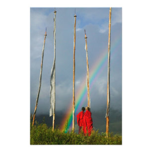 Impression Photo Bhoutan, village de Gangtey, Arc-en-ciel sur deux