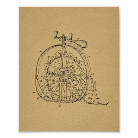 Impression Photo Bicyclette haute roue - Art de brevet (Devant)