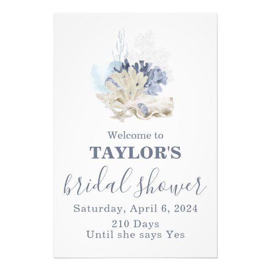 Impression Photo Bienvenue à la baby shower de mariage bleu plage c (Devant)