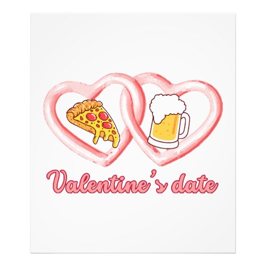Impression Photo Bière à la pizza de Saint-Valentin (Devant)