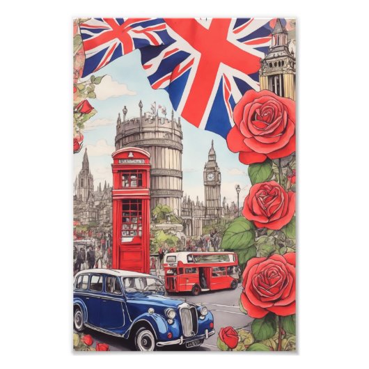 Impression Photo Big Ben et le Rose d'Angleterre 2 (Devant)