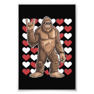 Impression Photo Bigfoot Valentines Jour Coeurs Drôle Sasquatch Amo