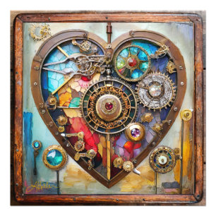 Impression Photo Bijoux et cœur de verre teinté Série Steampunk