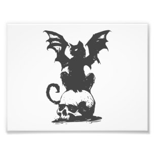 Impression Photo black cat with monster wings - choose back color