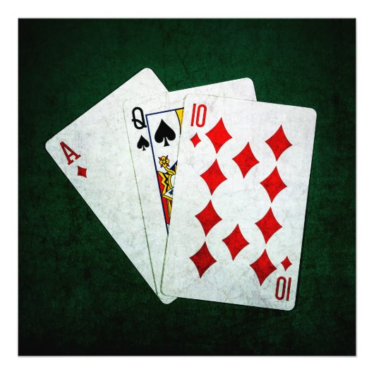 Impression Photo Blackjack 21 point - As, Queen, Ten (Devant)