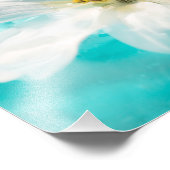 Impression Photo Blanc Fleur Bleu Etang d'eau Tropical (Coin)