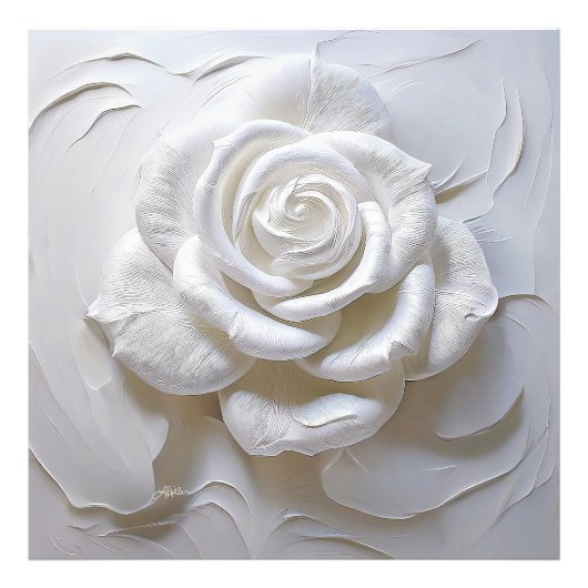 Impression Photo Blanc sur blanc - Rose sculpté (Devant)