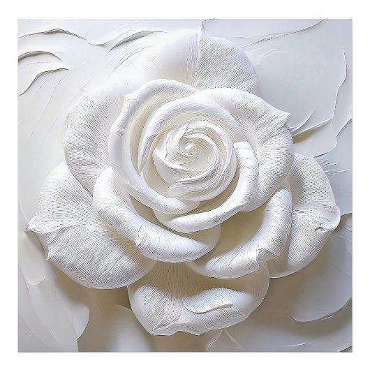 Impression Photo Blanc sur blanc - Rose sculpté (Devant)