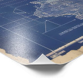 Impression Photo Bleu Diagramme Vintage Navire spatial (Coin)