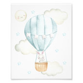 Impression Photo Bleu Hot Air Balloon, Animaux, Lapin, Garçon (Devant)