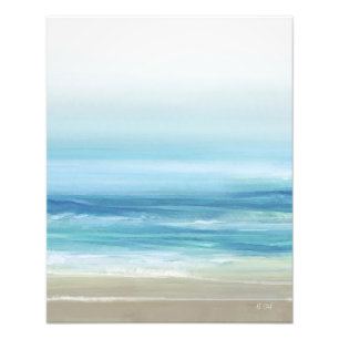 Impression Photo Bleu marin Aquarelle Océan Waves Plage côtière