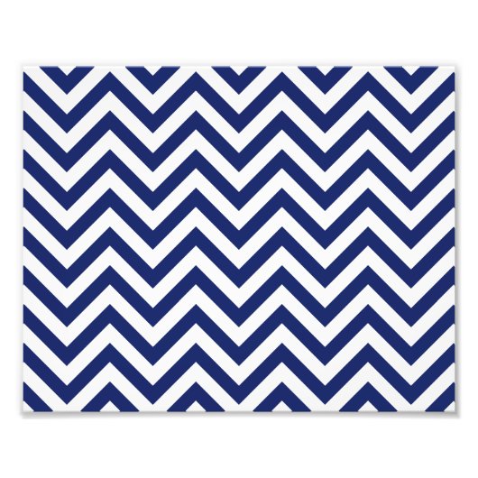 Impression Photo Bleu marine et blanc Zigzag Stripes Chevron Motif (Devant)