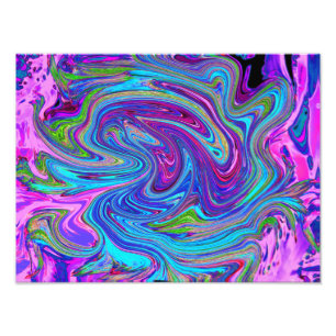 Impression Photo Bleu, Rose et Violet Groovy Art Abstrait Rétro