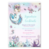 Impression Photo Blonde Sirène Anniversaire Signature Cocktail Menu (Devant)