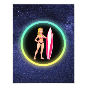 Impression Photo Blonde Surfer Adolescent Girl Galaxy