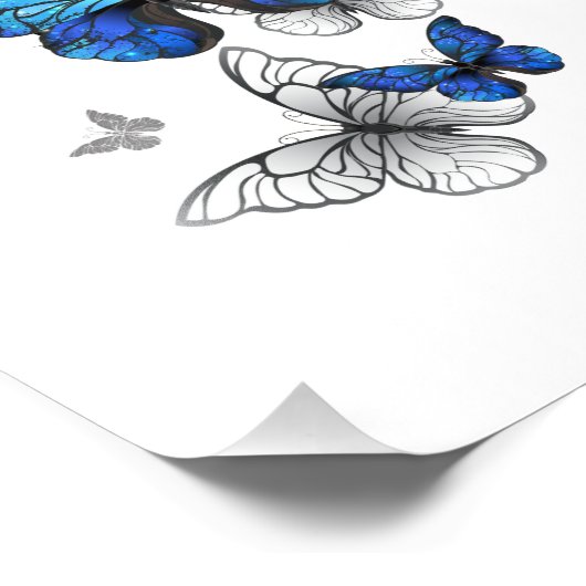 Impression Photo Blue Flying Butterflies Morpho (Coin)