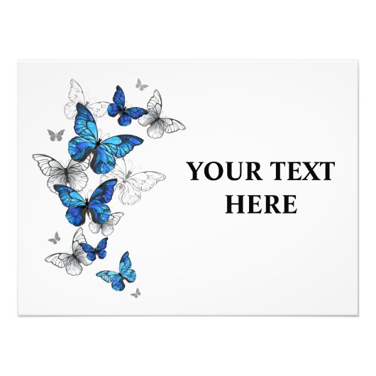 Impression Photo Blue Flying Butterflies Morpho (Devant)