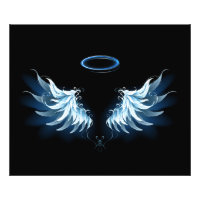 Blue Glowing Angel Wings on black background