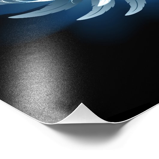 Impression Photo Blue Glowing Angel Wings on black background (Coin)