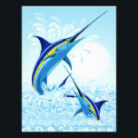 Impression Photo Blue Marlin Jumping out of Ocean<br><div class="desc">Realistic illustration of a beautiful Marlin Fish Ocean Animal jumping out of ocean. Vector Art copyright BluedarkArt TheChameleonArt.</div>