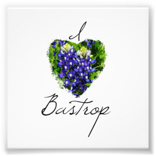 Impression Photo Bluebonnet "I Heart Bastrop Carré Print