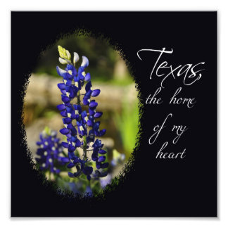Impression Photo Bluebonnet "Texas, la maison de mon coeur" Imprime