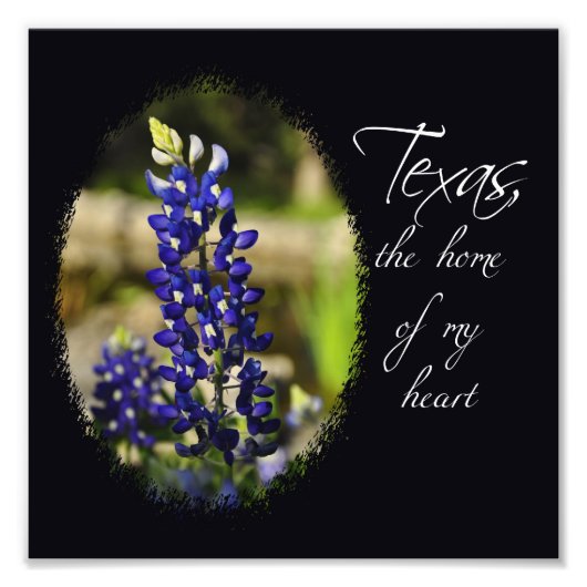 Impression Photo Bluebonnet "Texas, la maison de mon coeur" Imprime (Devant)
