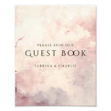 Blush Pink Watercolor Wash Wedding Guest Book Sign