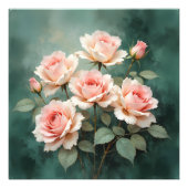 Impression Photo Blush Rose Elegance on Deep Jade (Devant)