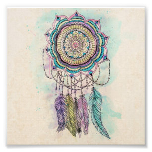 Impression Photo Boho Watercolor Mandala Dreamcatcher