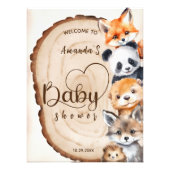 Impression Photo Bois Animaux Baby shower rustique Affiche de bienv (Devant)