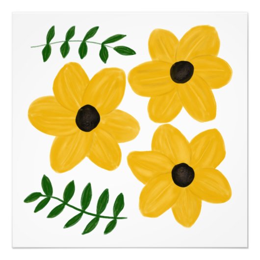Impression Photo Bold Yellow Modern Flower Graphic Painting Art (Devant)