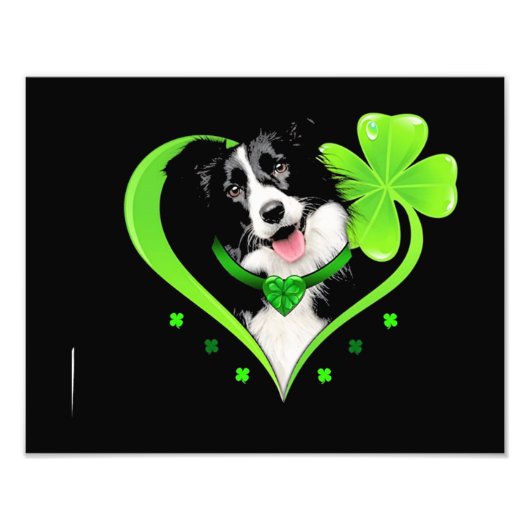 Impression Photo Bordure Collie Coeur Shamrock (Devant)