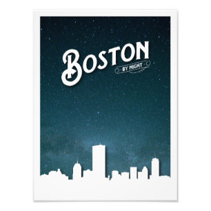 Impression Photo Boston by Night Skyline - Boston, Massachusetts, U
