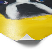 Impression Photo Boston Terrier dans un manteau de pluie jaune (Coin)