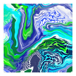Impression Photo Boucles de marbre bleu et vert citron Puzzle