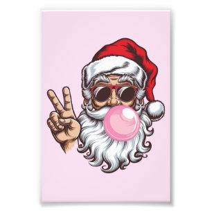 Impression Photo Boule de Noël Retro Père Noël Vintage