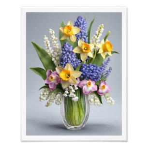 Impression Photo Bouquet de jonquilles de printemps Hyacinths Vase