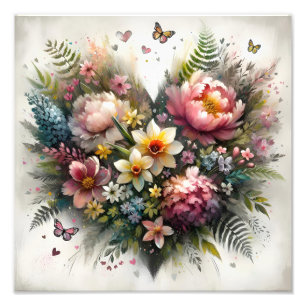 Impression Photo Bouquet Floral de Printemps à l'Aquarelle