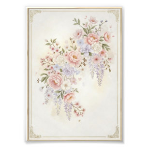 Impression Photo Bouquet floral élégant de pivoines roses et de gly