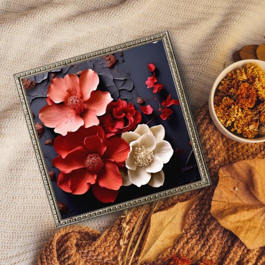 Impression Photo Bouquet frappant de fleurs rouges et blanches